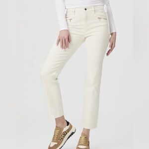 PAIGE luxury denim Cindy high-rise ecru with zip pockets Size 28
